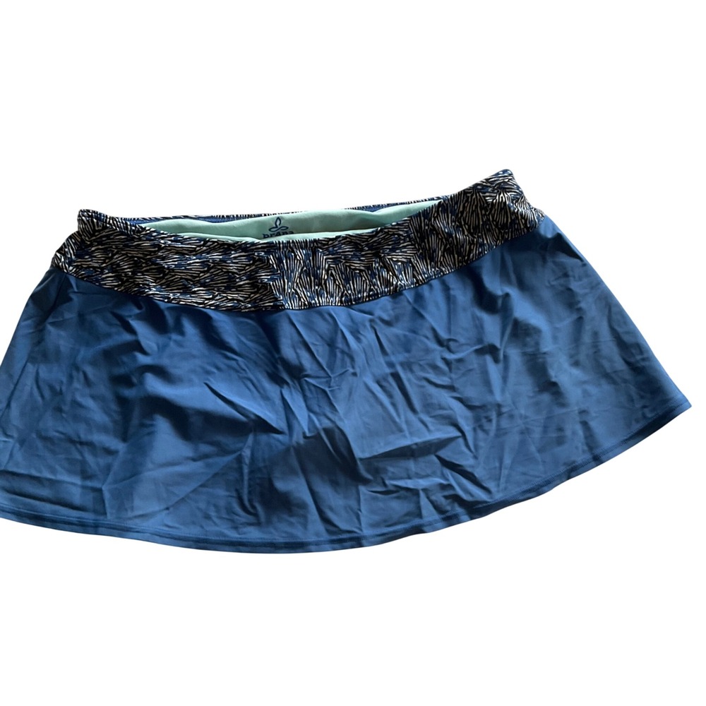 Prana Swim Skirt Women XL Blue Printed‎ Waistband Skort Bikini Bottom